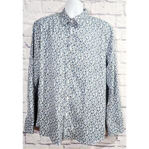COOFANDY Blue Floral Button Down Long Sleeves Large Shirt Regualr Fit NWOT